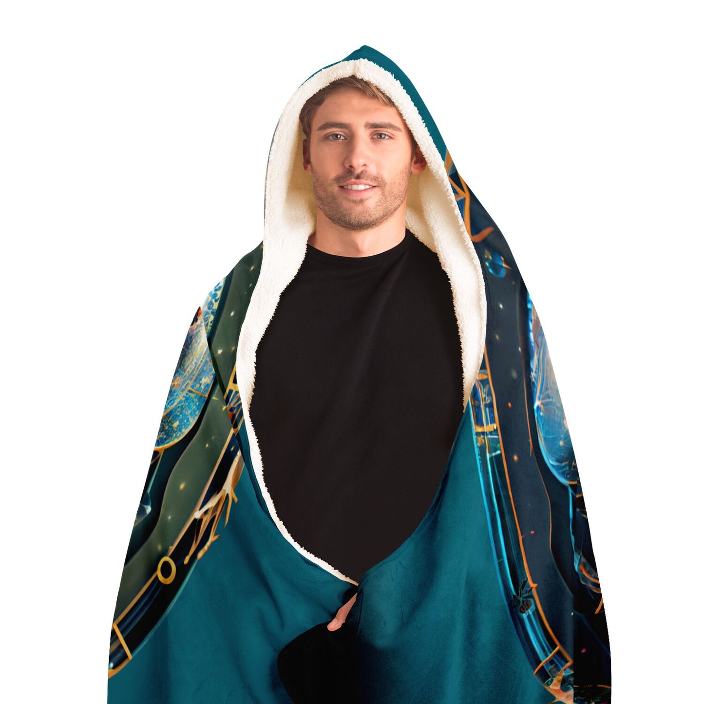 Cancer the Crab in Bronze & Blue Hooded Blanket