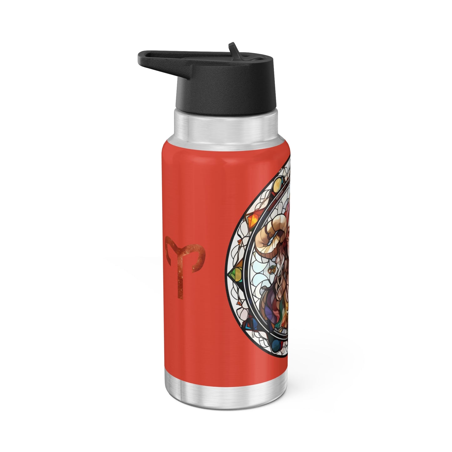Aries Zodiac Sign Stained Glass Illustration ~ 32oz Tumbler With Lid and Straw