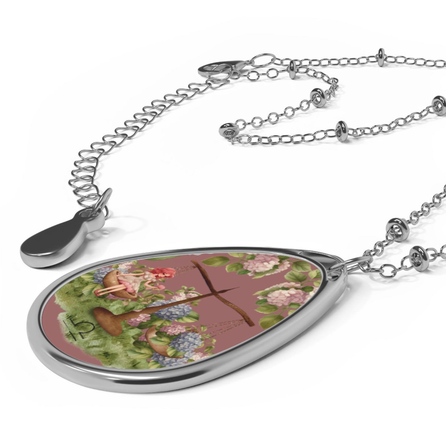 Libra Zodiac Sign ~ Libra Girl Vintage Illustration ~ Necklace & Oval Pendant With Chain
