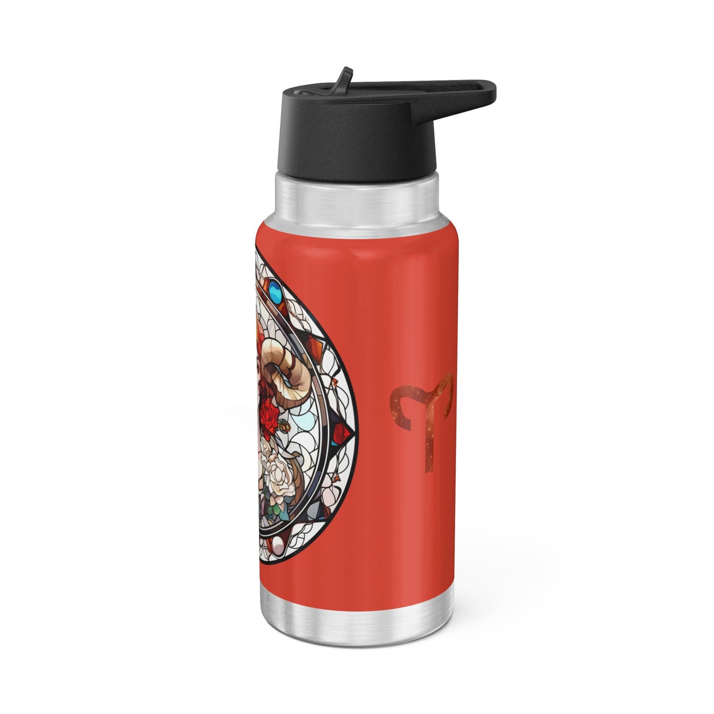 Aries Zodiac Sign Stained Glass Illustration ~ 32oz Tumbler With Lid and Straw