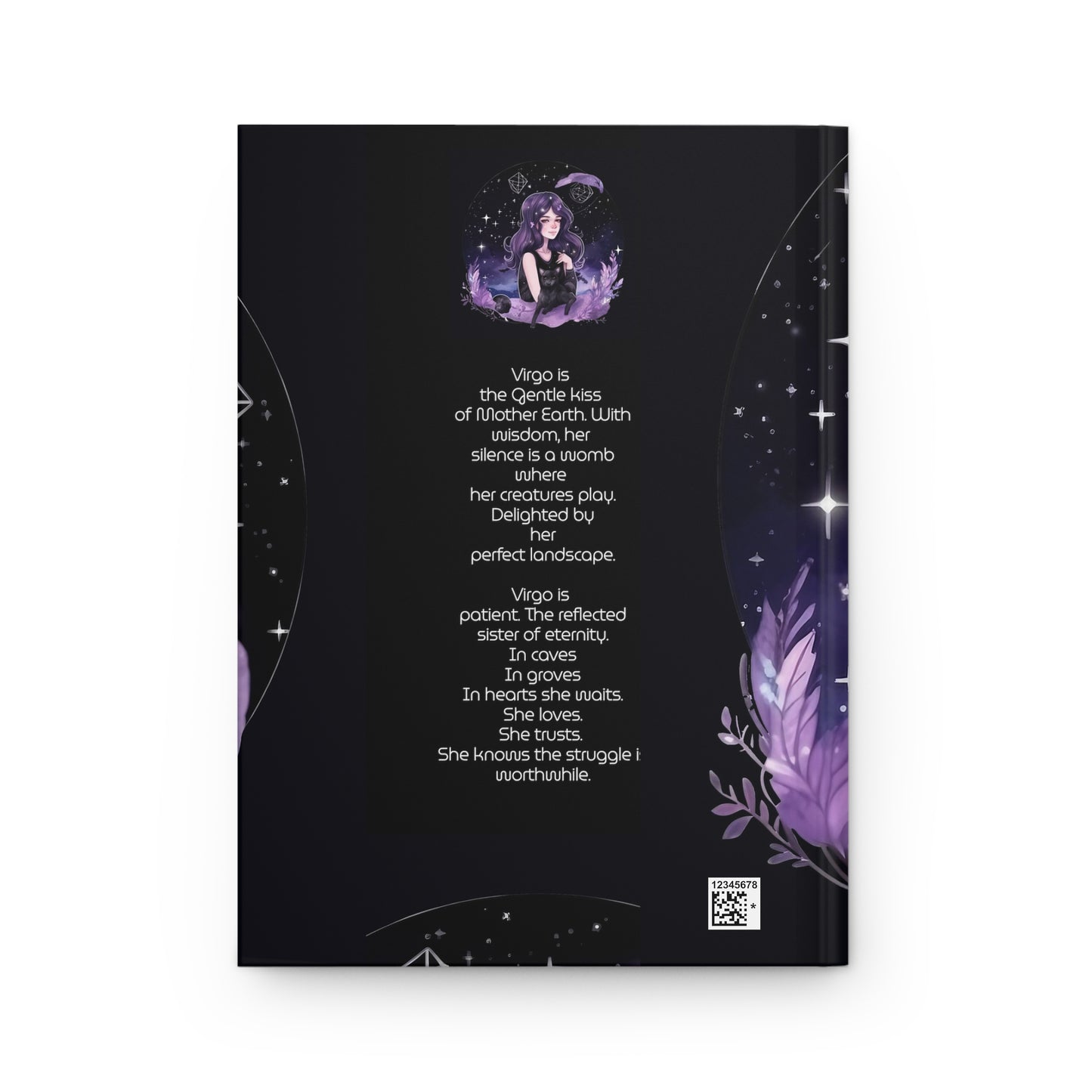 Virgo Purple Caricature Illustration with Poem Hardcover 150 Page Journal