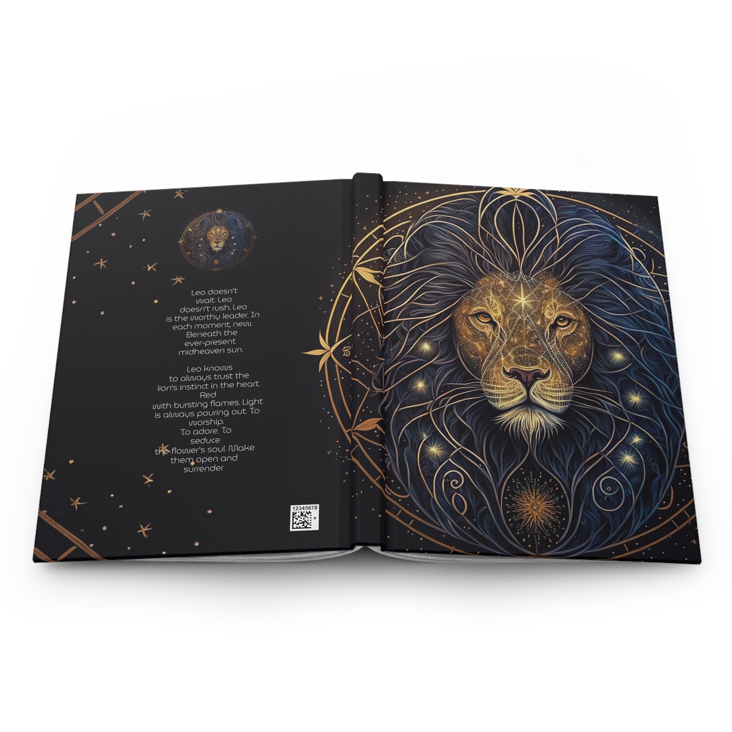 Leo in Gold and Blue with Poem Hardcover 150 Page Journal