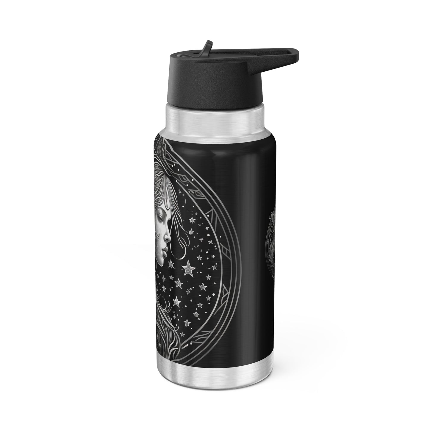 Virgo Zodiac Sign In Black and White ~ 32oz Tumbler With Lid and Straw