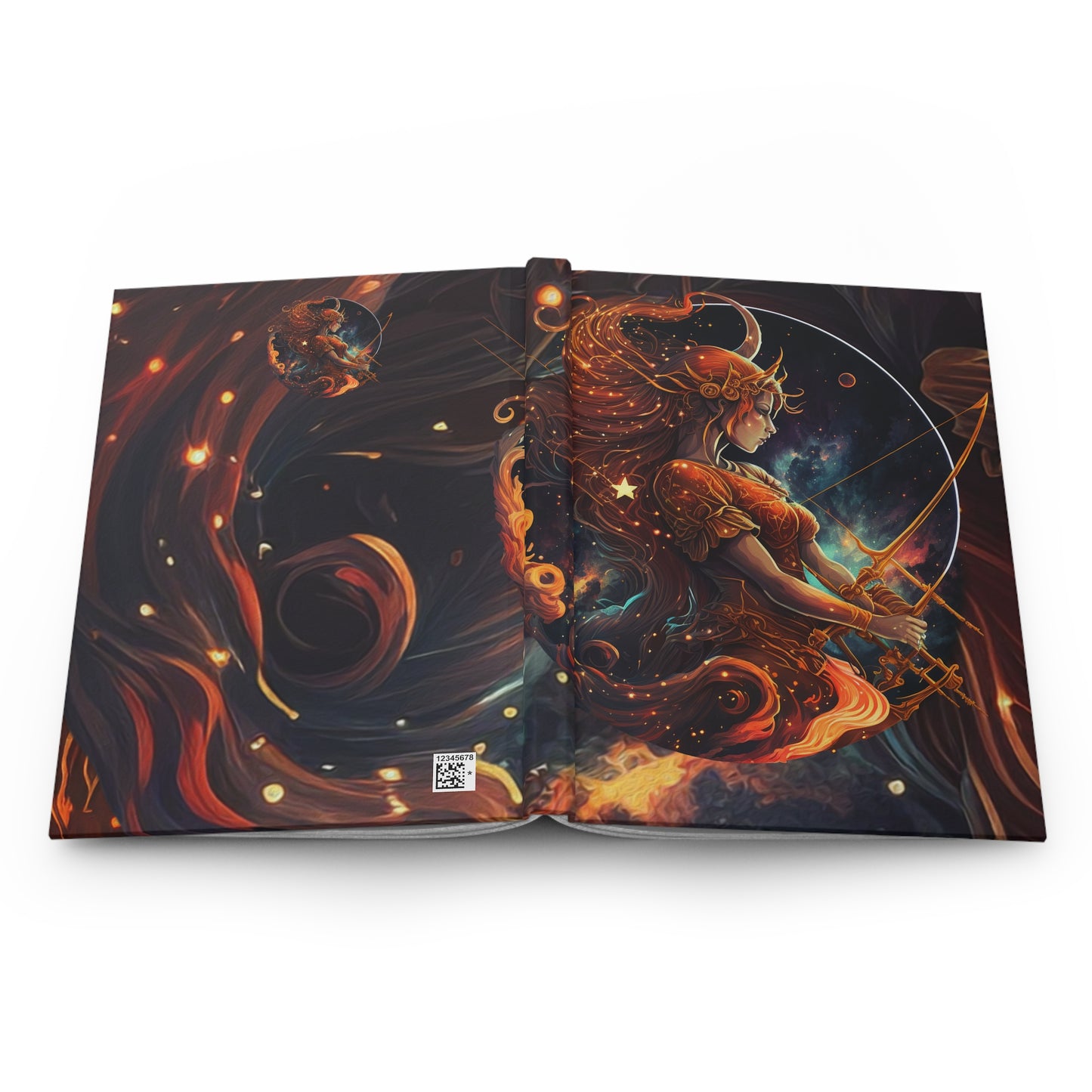 Sagittarius Fiery Fantasy Illustration Hardcover 150 Page Journal