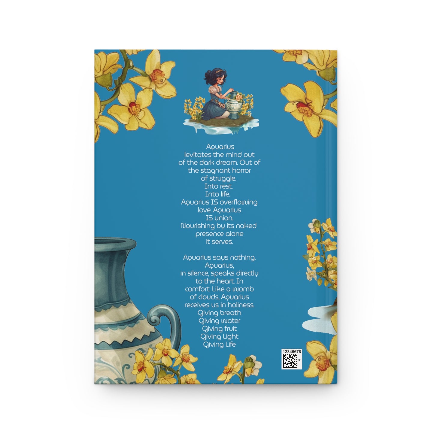 Aquarius Vintage Illustration with Poem Hardcover 150 Page Journal