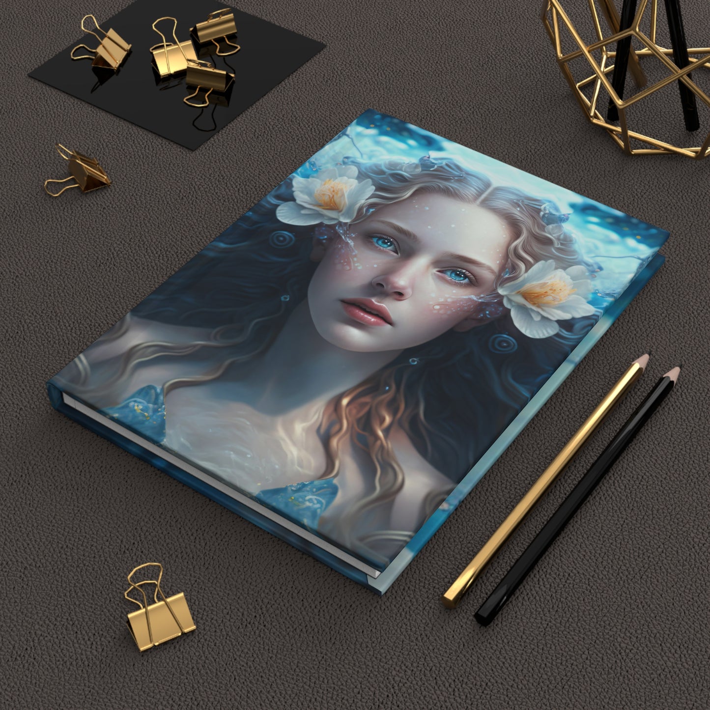 Aquarius Goddess Overflowing with Poem Hardcover 150 Page Journal