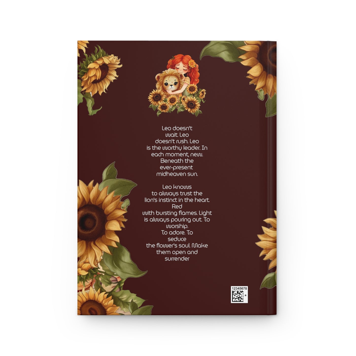 Leo Vintage Sunflowers Illustration with Poem Hardcover 150 Page Journal