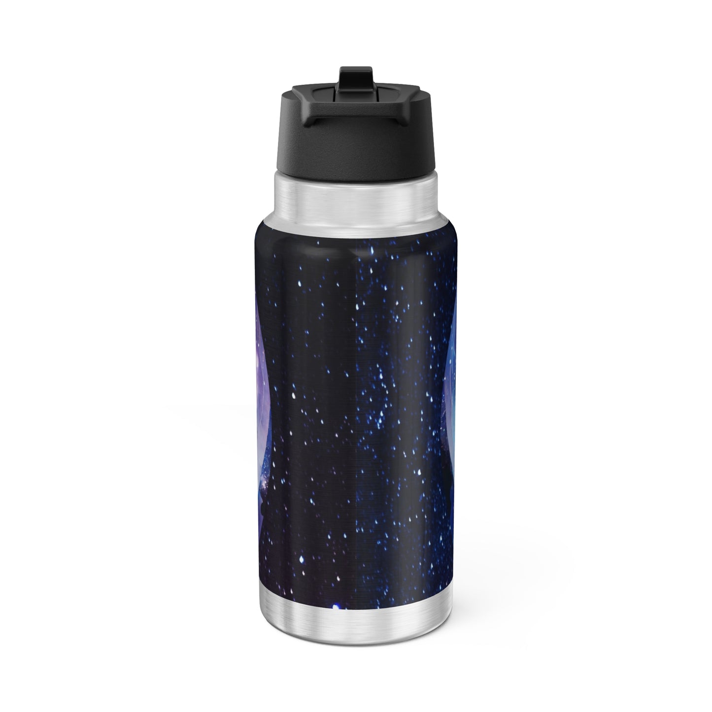Gemini Zodiac Sign Metallic Blue Star Twins ~ 32oz Tumbler With Lid and Straw