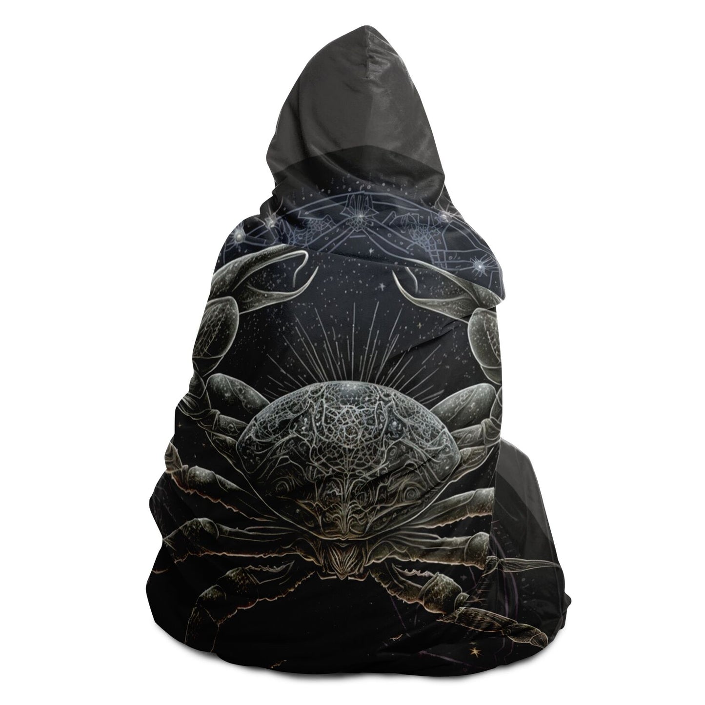 Cancer Sign in Black and Silver Hooded Blanket