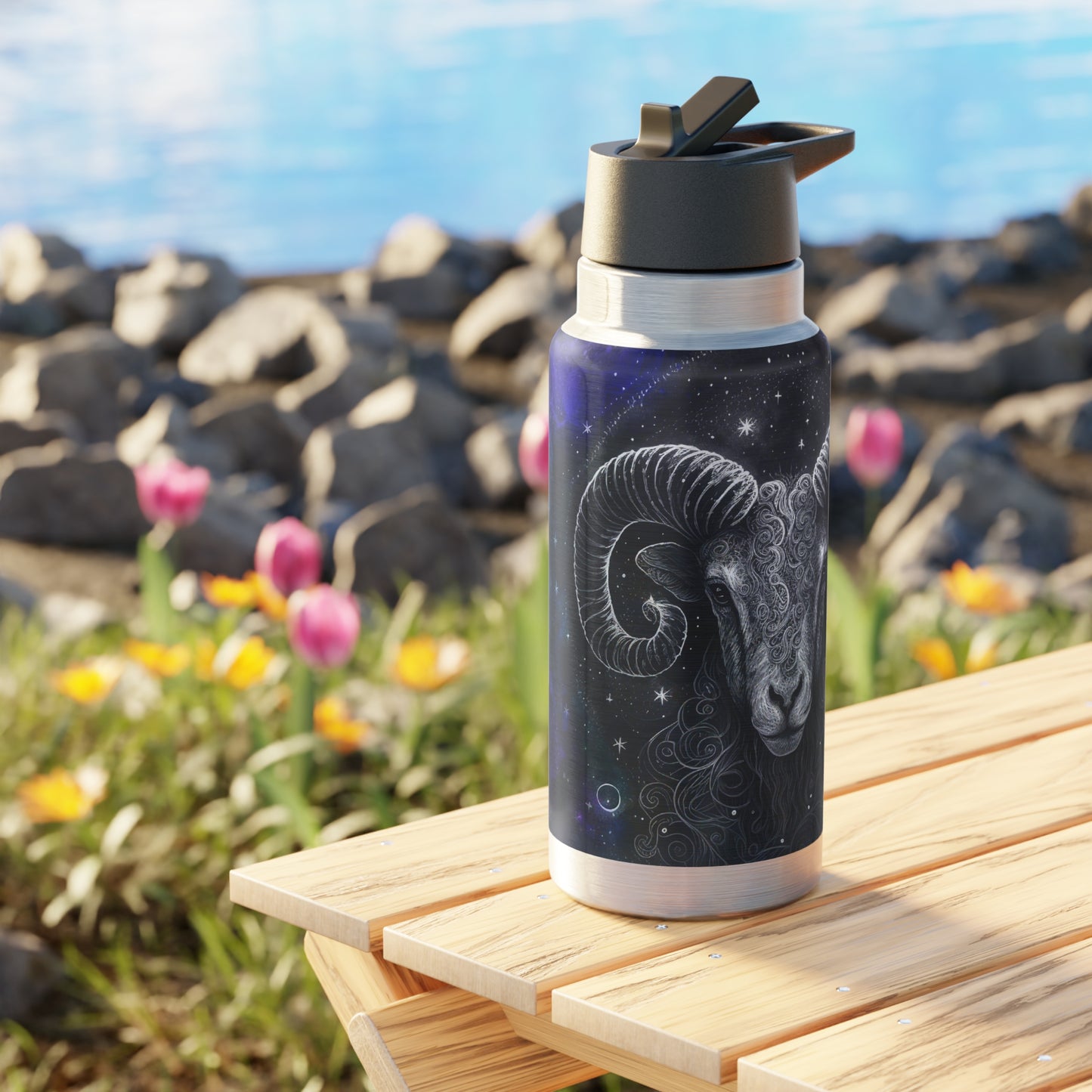 Aries Zodiac Sign Tumbler, 32oz With Lid and Straw