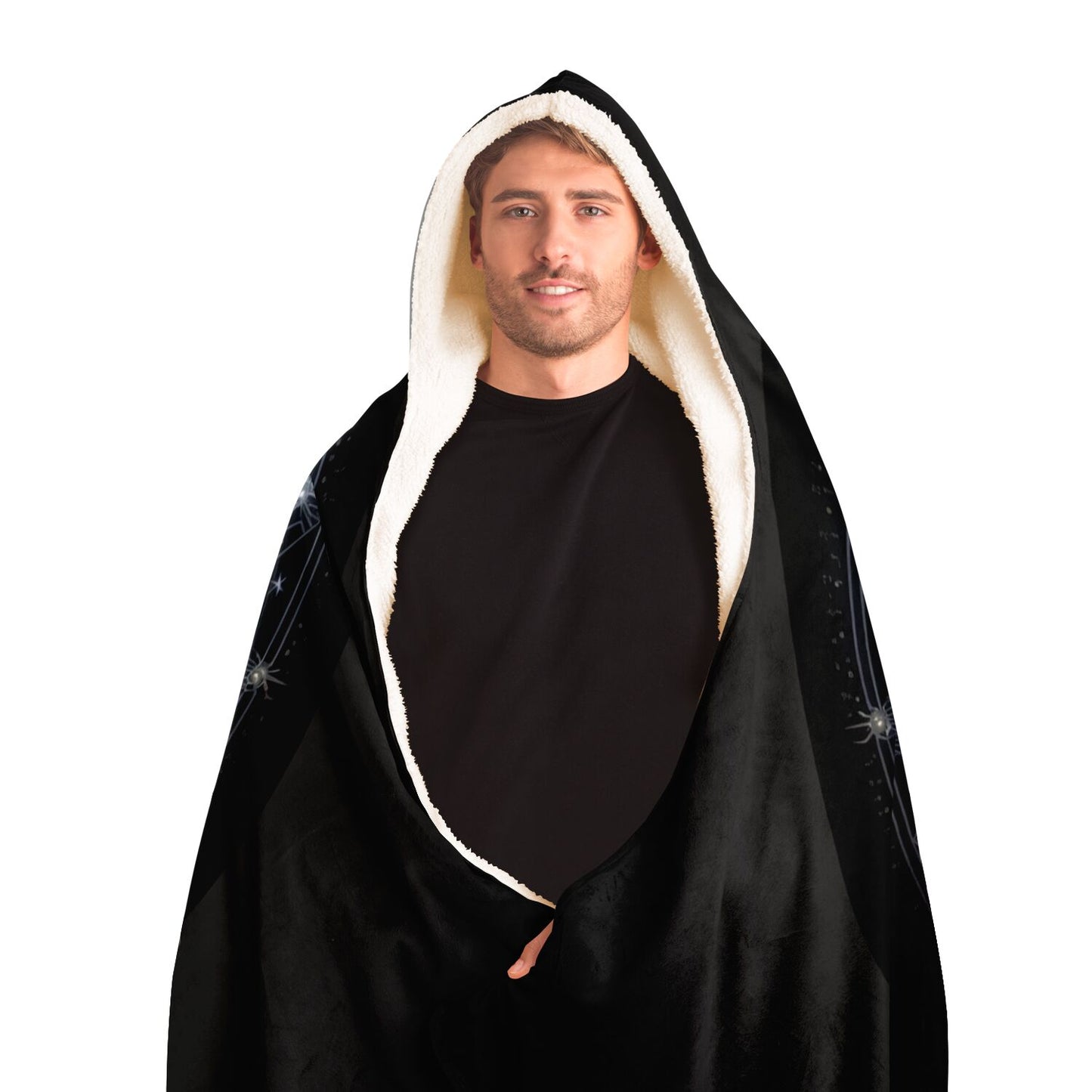 Cancer Sign in Black and Silver Hooded Blanket