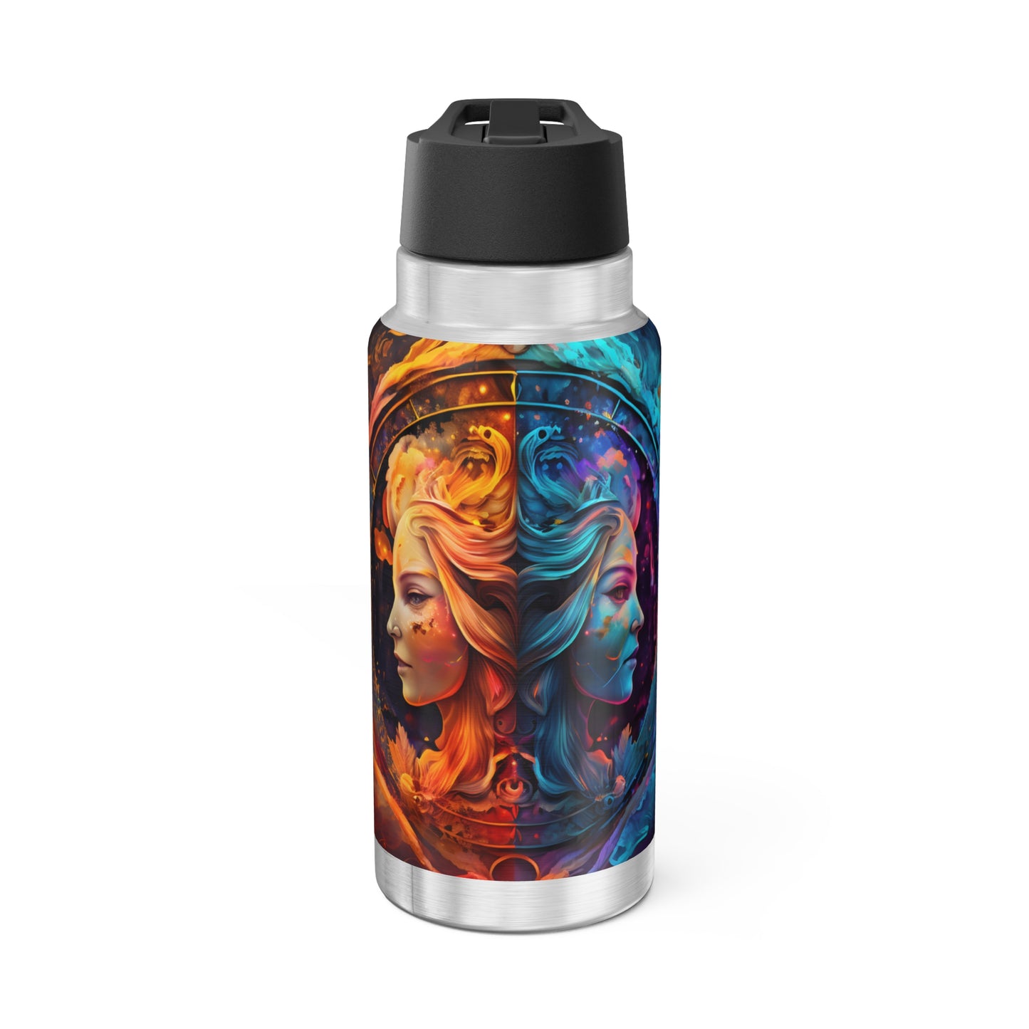 Gemini Zodiac Sign Water and Fire Twins ~ 32oz Tumbler With Lid and Straw