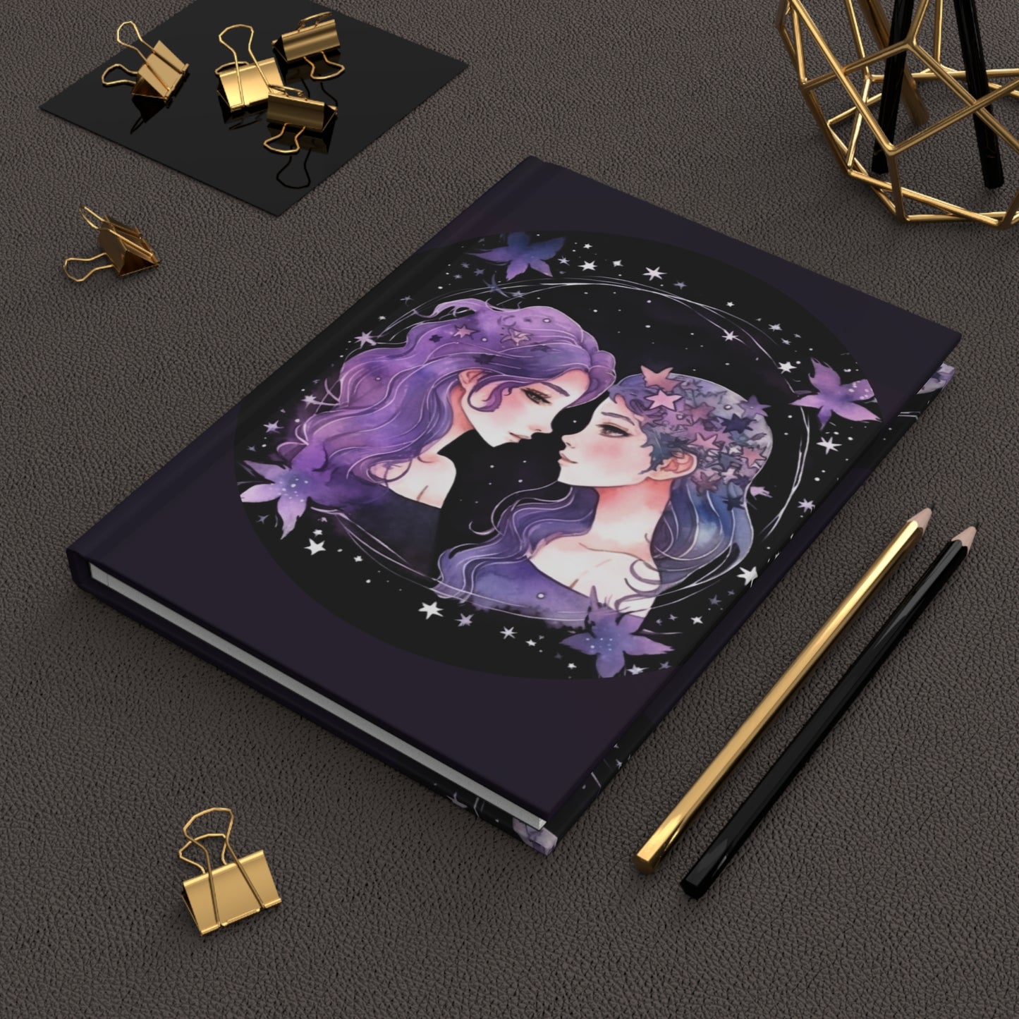 Gemini Purple Twins with Poem Hardcover 150 Page Journal