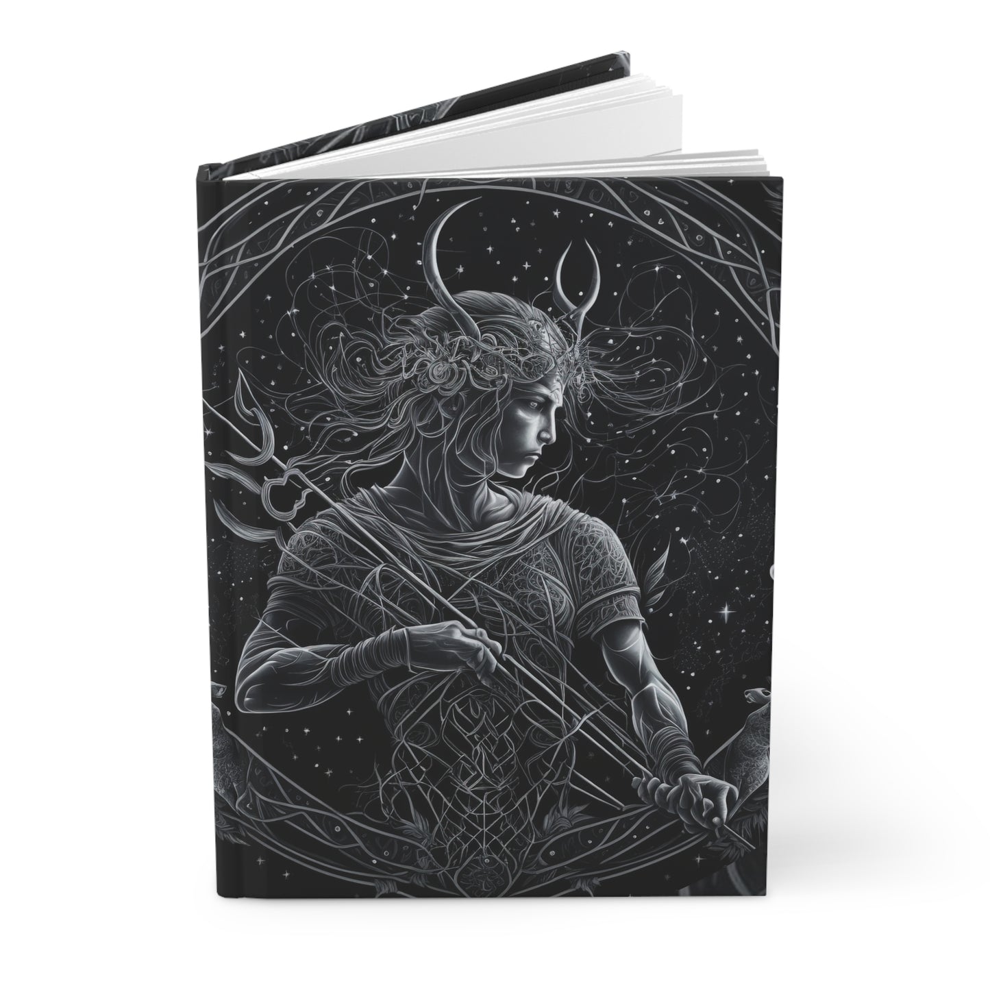 Sagittarius Archer in Black and Silver with Poem Hardcover 150 Page Journal