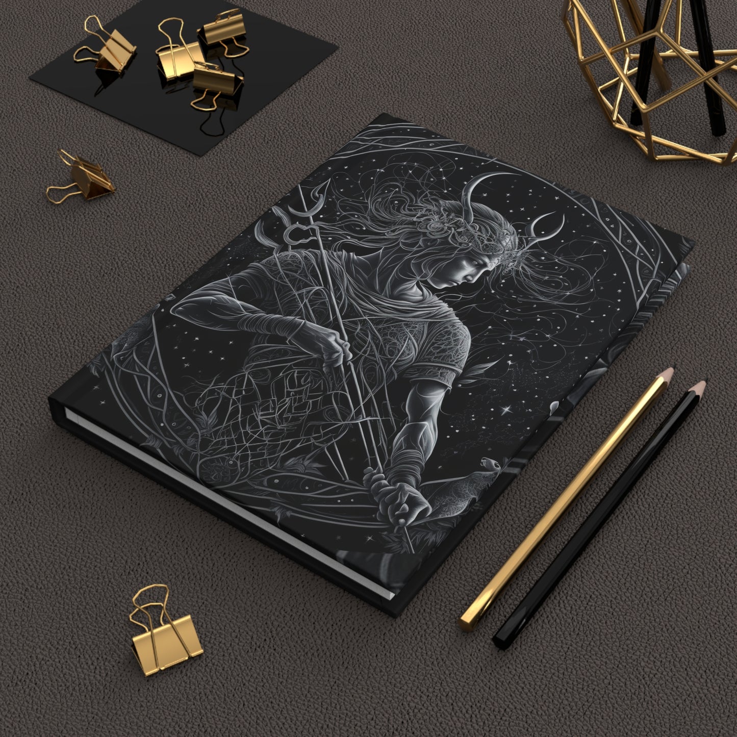 Sagittarius Archer in Black and Silver with Poem Hardcover 150 Page Journal