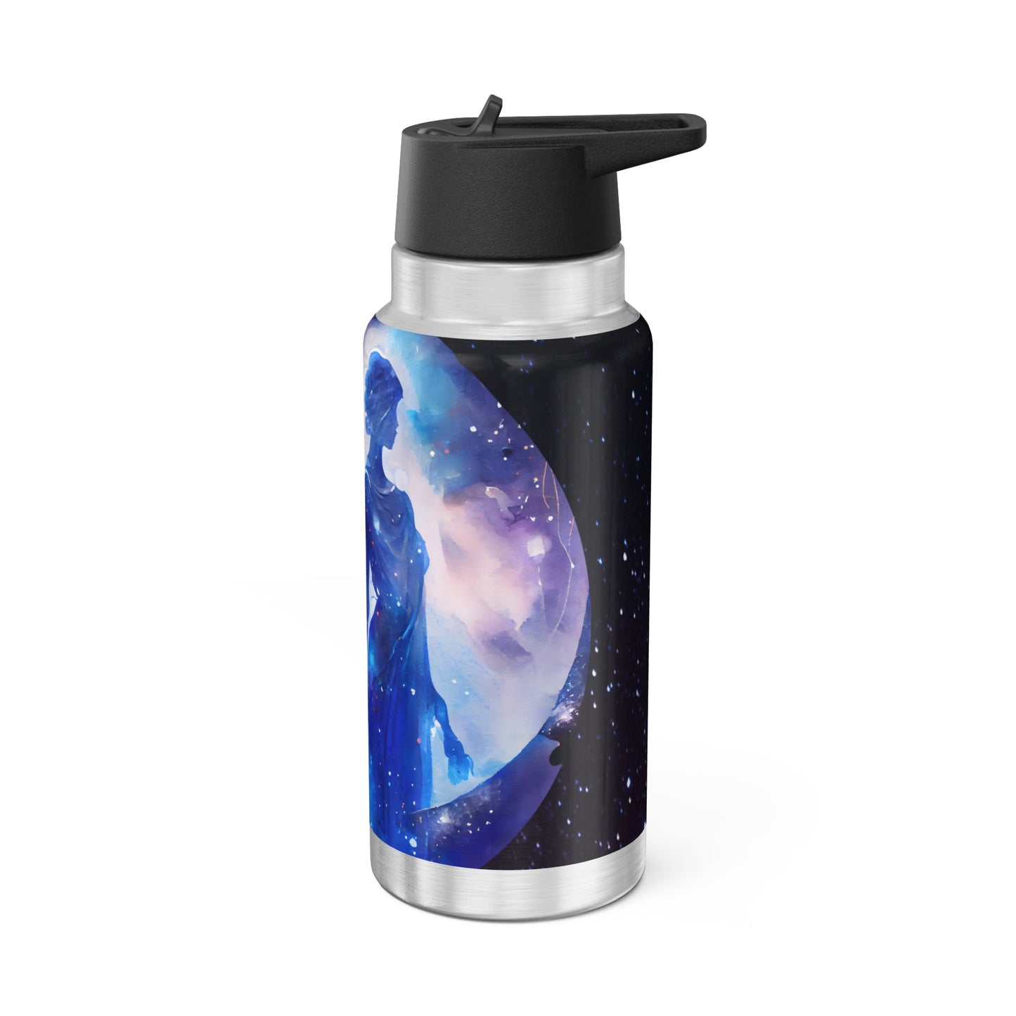 Gemini Zodiac Sign Metallic Blue Star Twins ~ 32oz Tumbler With Lid and Straw