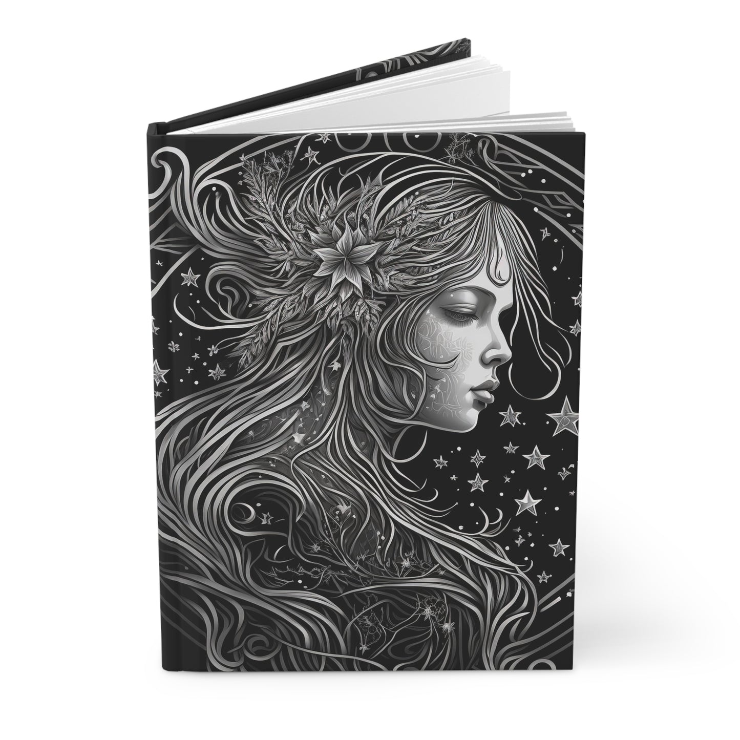Virgo illustration in Silver with Poem Hardcover 150 Page Journal