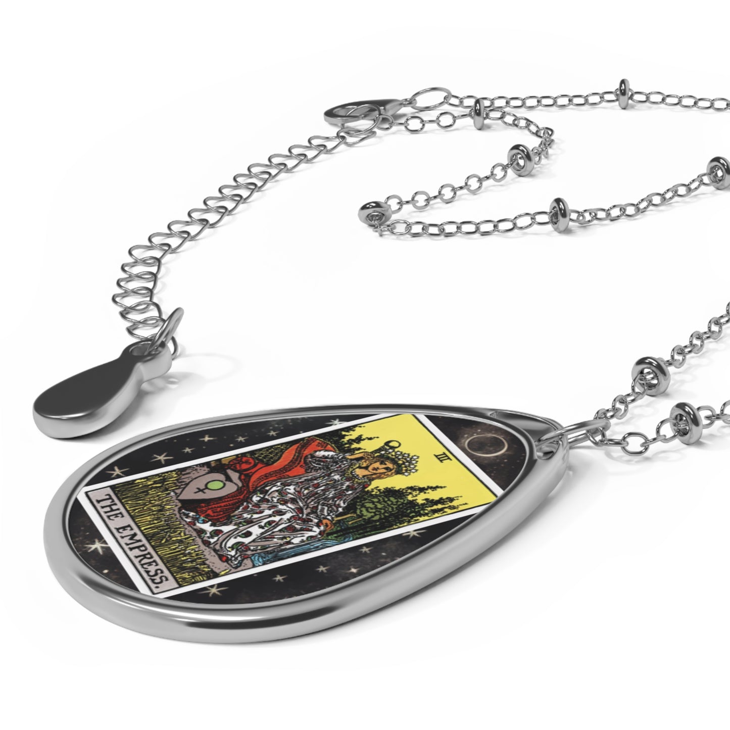 The Empress Tarot Card Oval Pendant Necklace With Chain