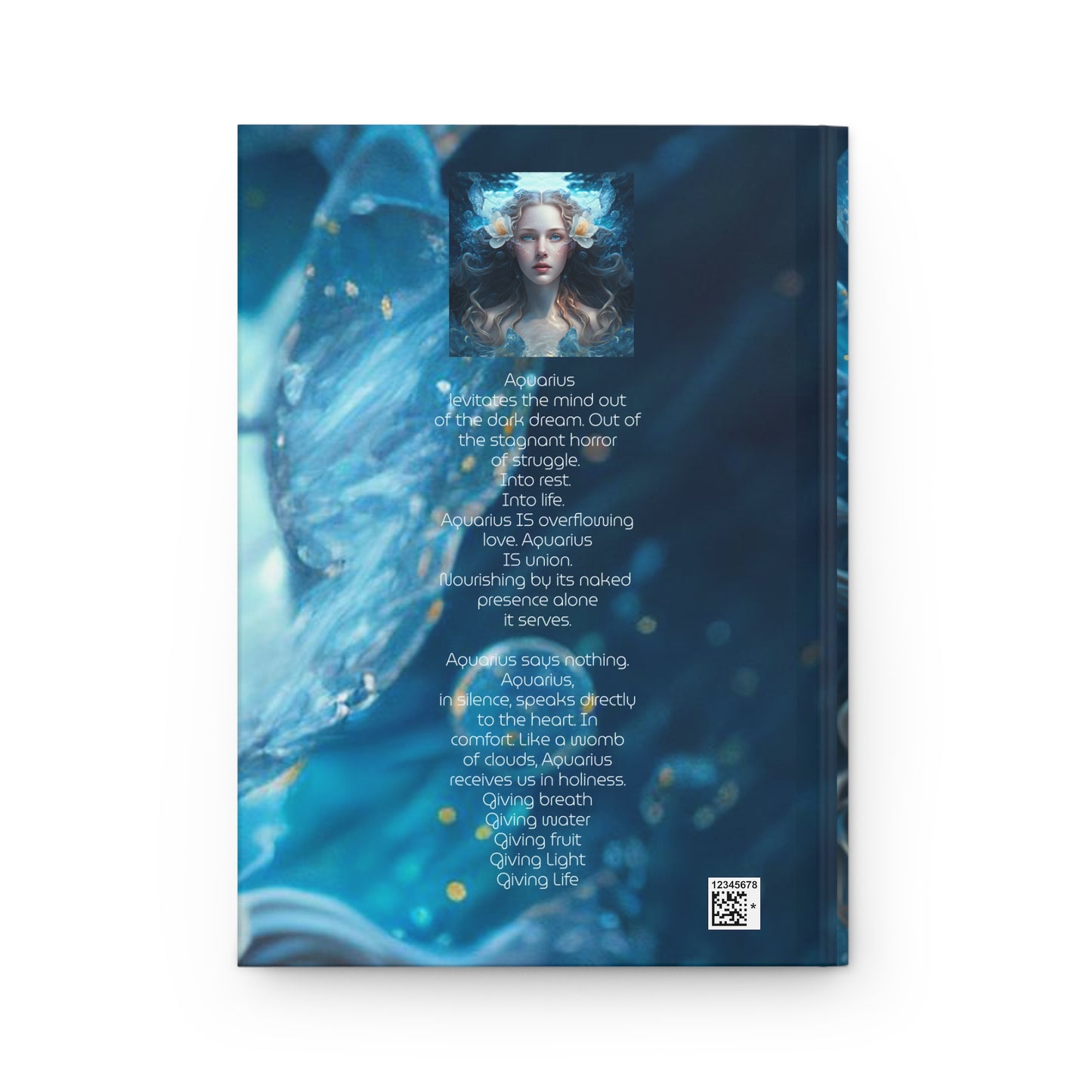 Aquarius Goddess Overflowing with Poem Hardcover 150 Page Journal