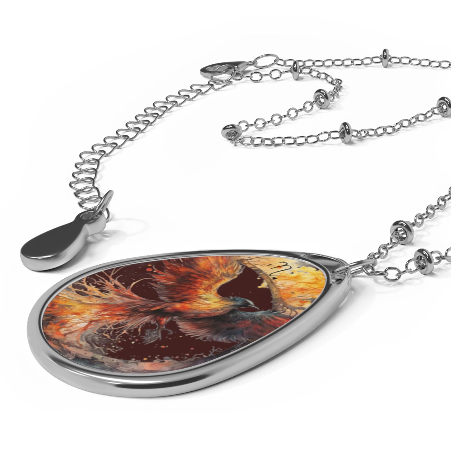 Scorpio Zodiac Sign ~ Scorpio As the Phoenix Rising~ Necklace & Oval Pendant With Chain
