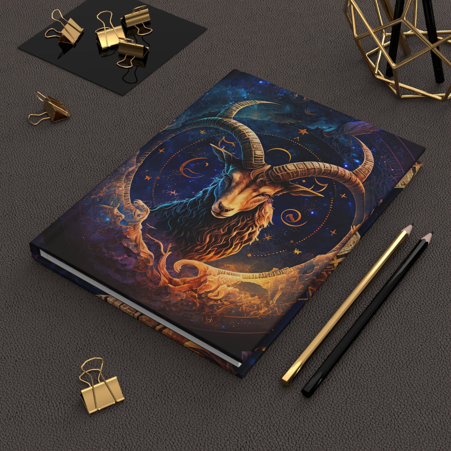 Capricorn In A Powerful Night Sky with Poem Hardcover 150 Page Journal