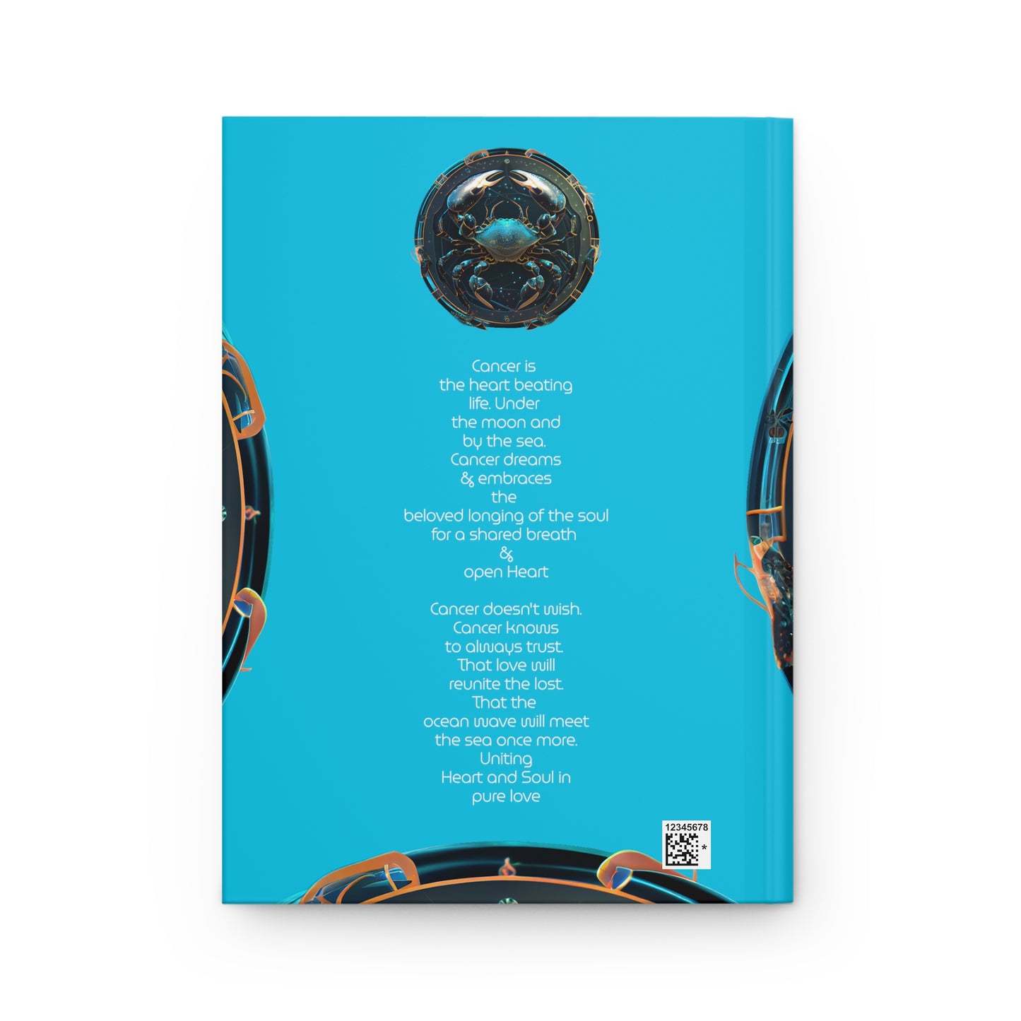 Cancer Zodiac Sign in Blue with Poem Hardcover 150 Page Journal