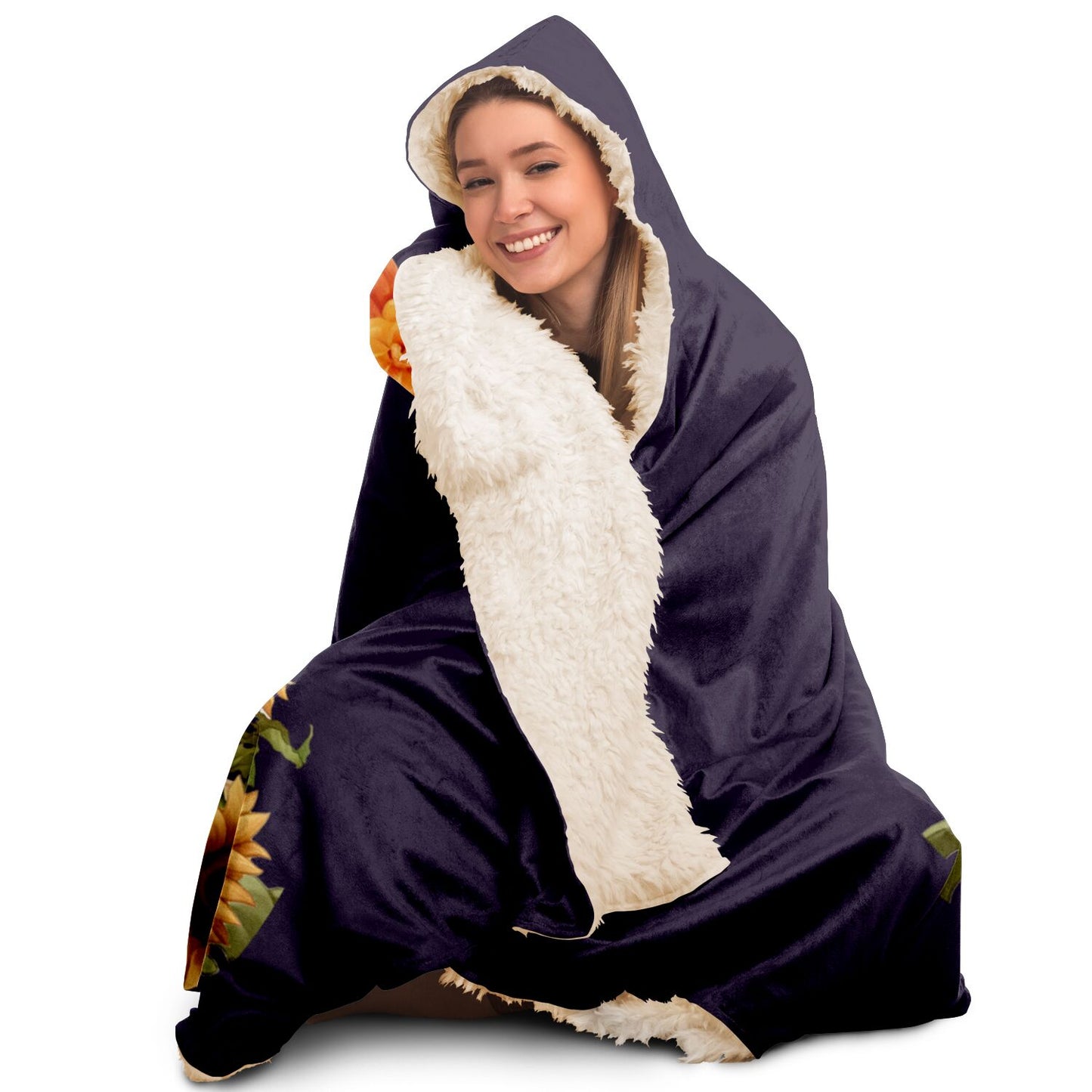 Leo Girl and Lion with Amethyst Background Hooded Blanket