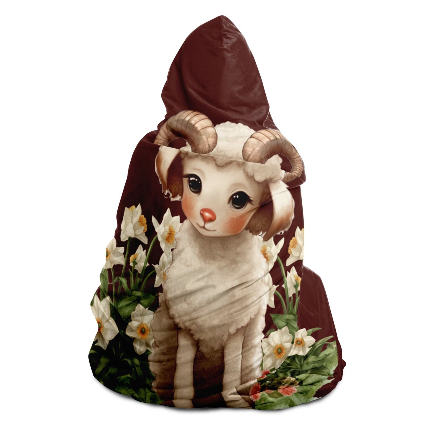 Aries Ram Vintage Illustration Hooded Blanket