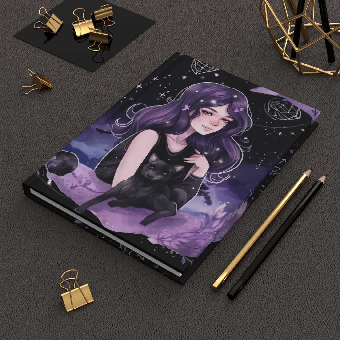 Virgo Purple Caricature Illustration with Poem Hardcover 150 Page Journal