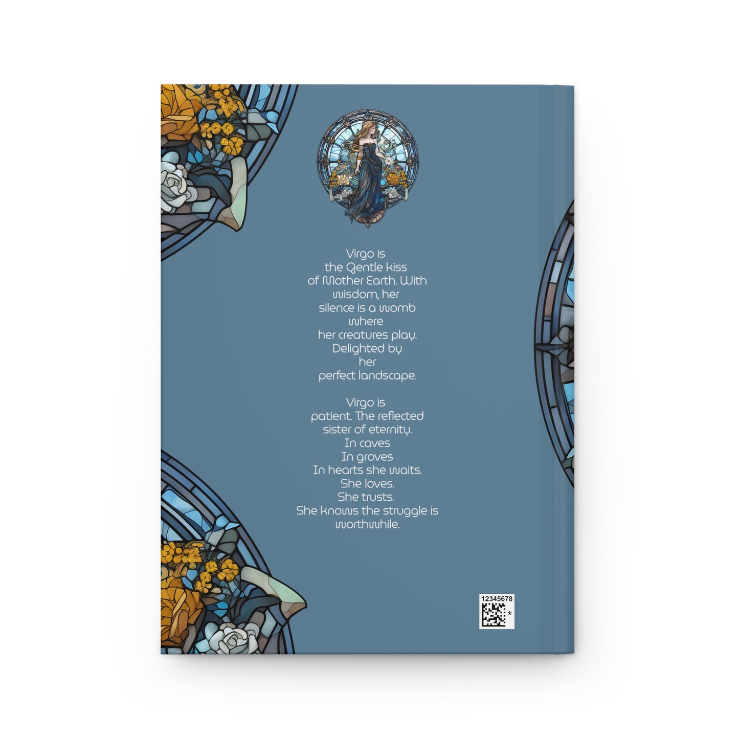 Virgo Stained Glass Illustration with Poem Hardcover 150 Page Journal