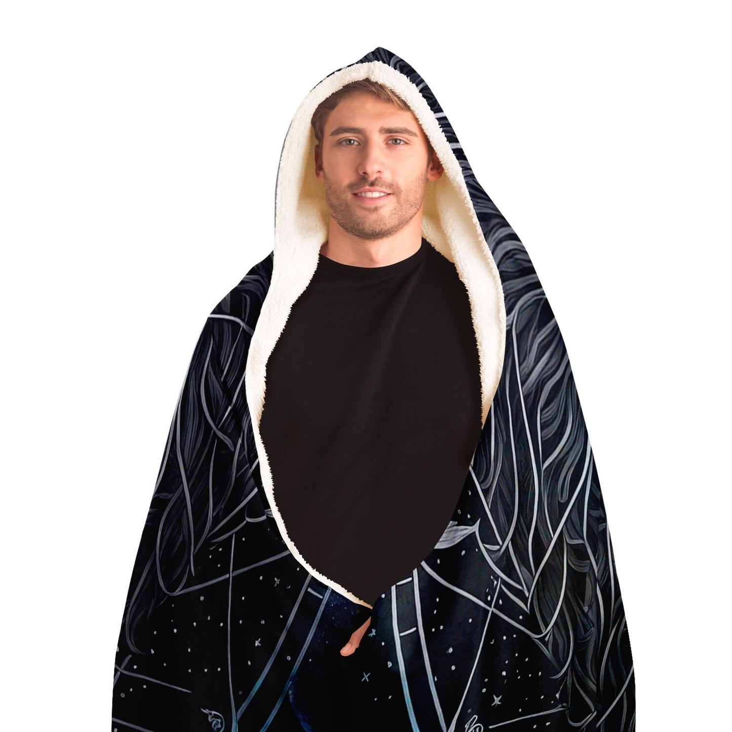 Leo in Black and Silver Hooded Blanket