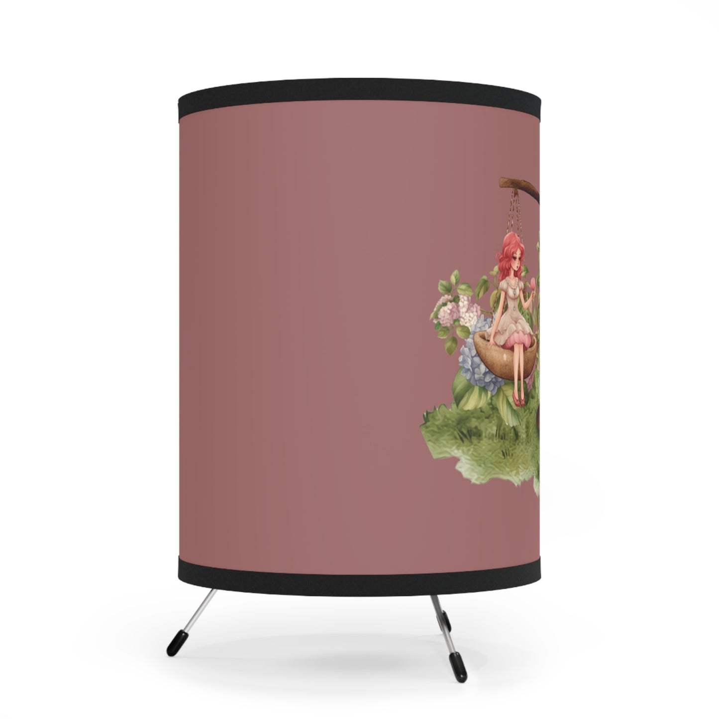 Libra Vintage Girl on Scales Tripod Lamp with Printed Shade, US\CA plug