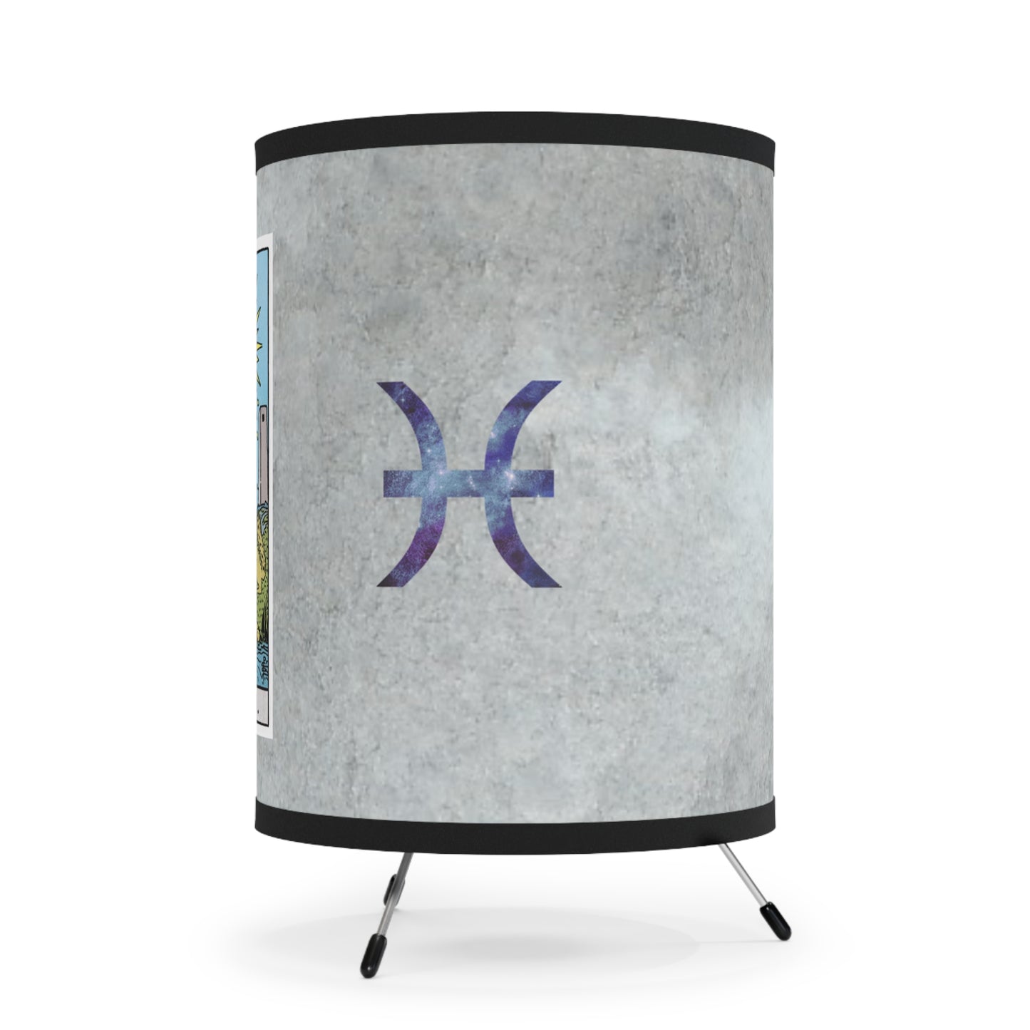 The Moon Tarot Card with Pisces Symbols Printed Shade Tripod Lamp, US\CA plug