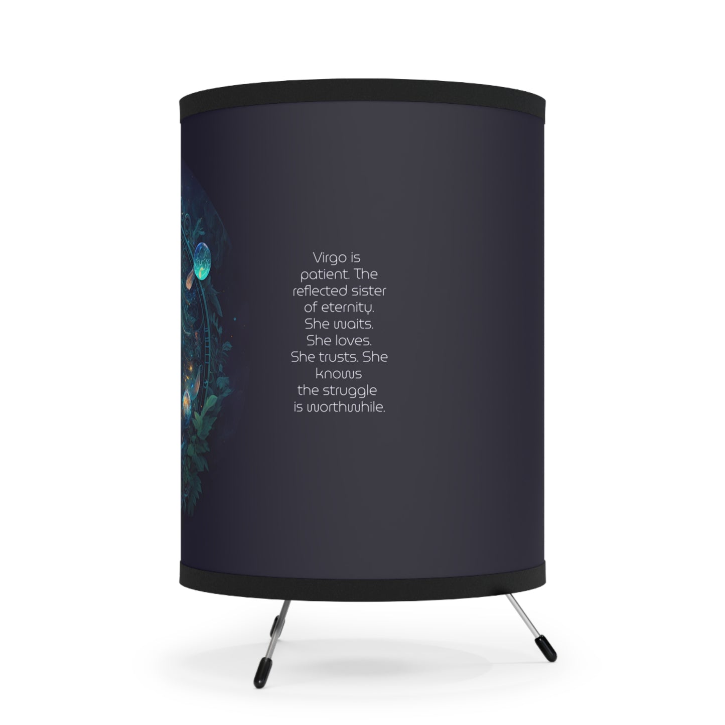 Virgo Celestial Goddess with Inspirational Poem Tripod Lamp with Printed Shade, US\CA plug