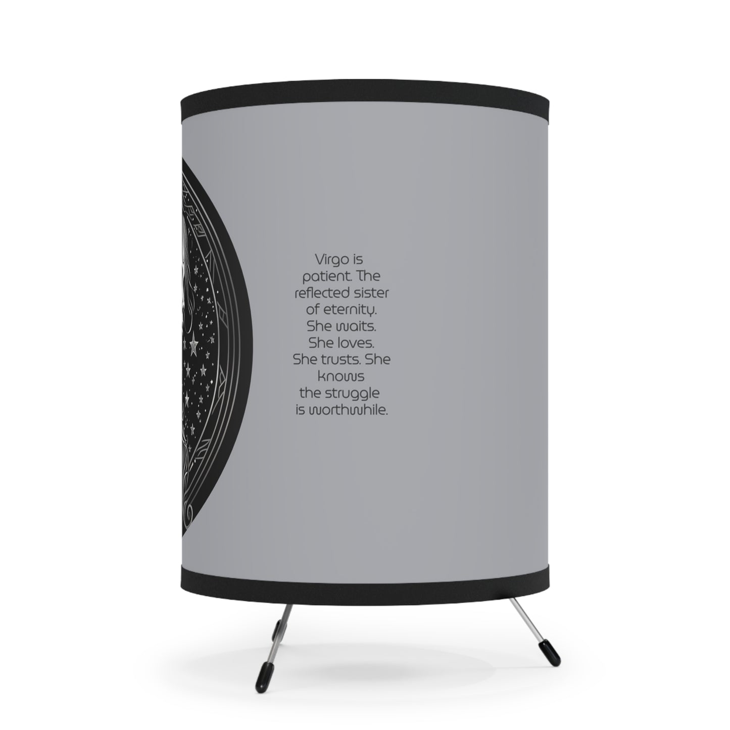 Virgo in Black and White with Inspirational Poem Tripod Lamp with Printed Shade, US\CA plug