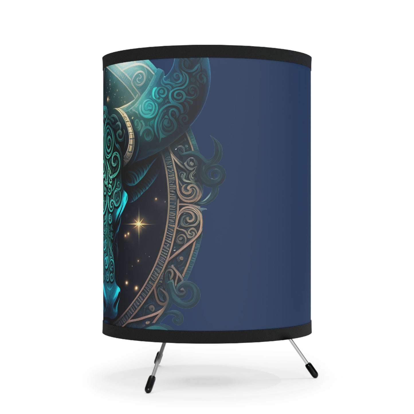Taurus in Blue Tripod Lamp with High-Res Printed Shade, US\CA plug