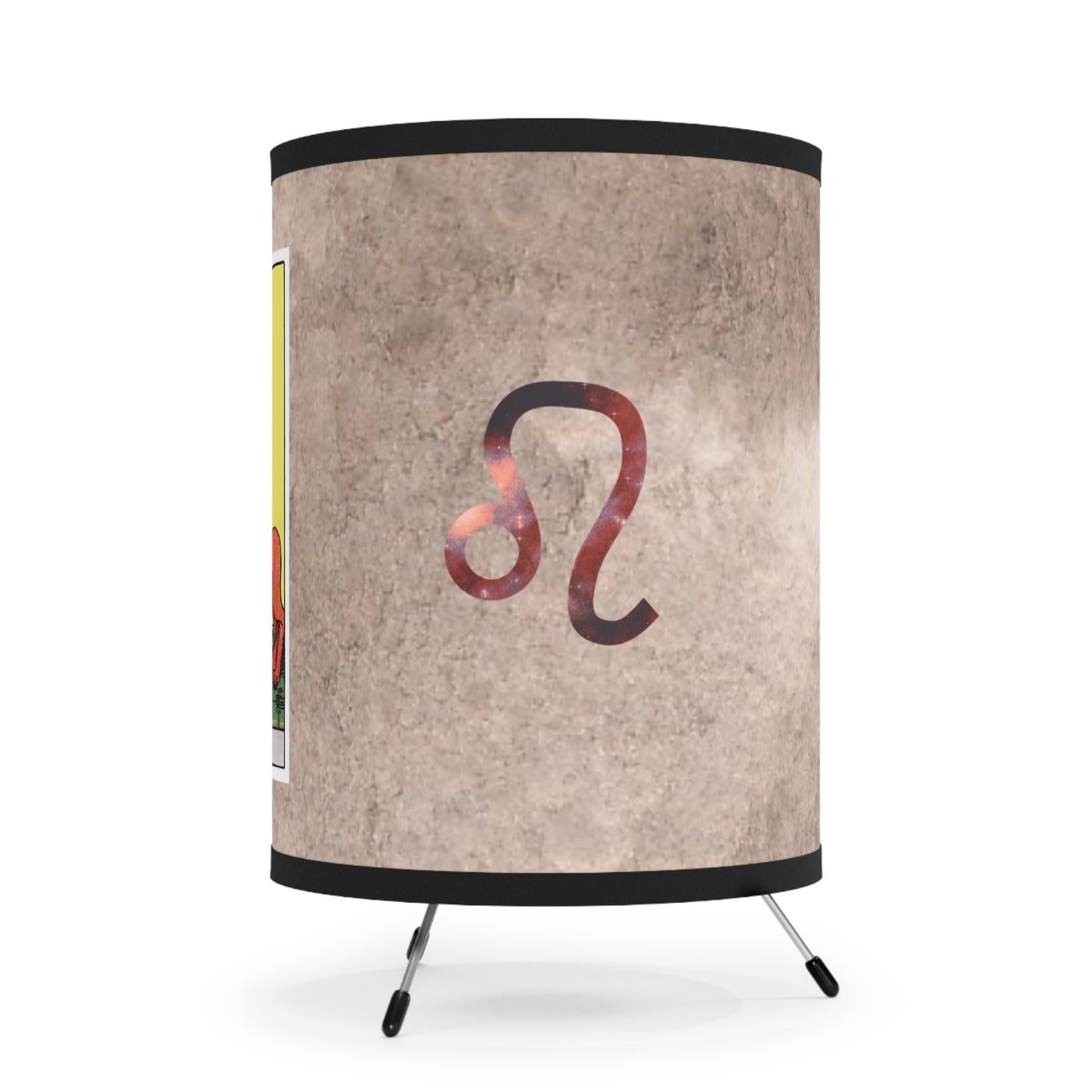 Strength Tarot Card with Leo Symbols Printed Shade Tripod Lamp, US\CA plug