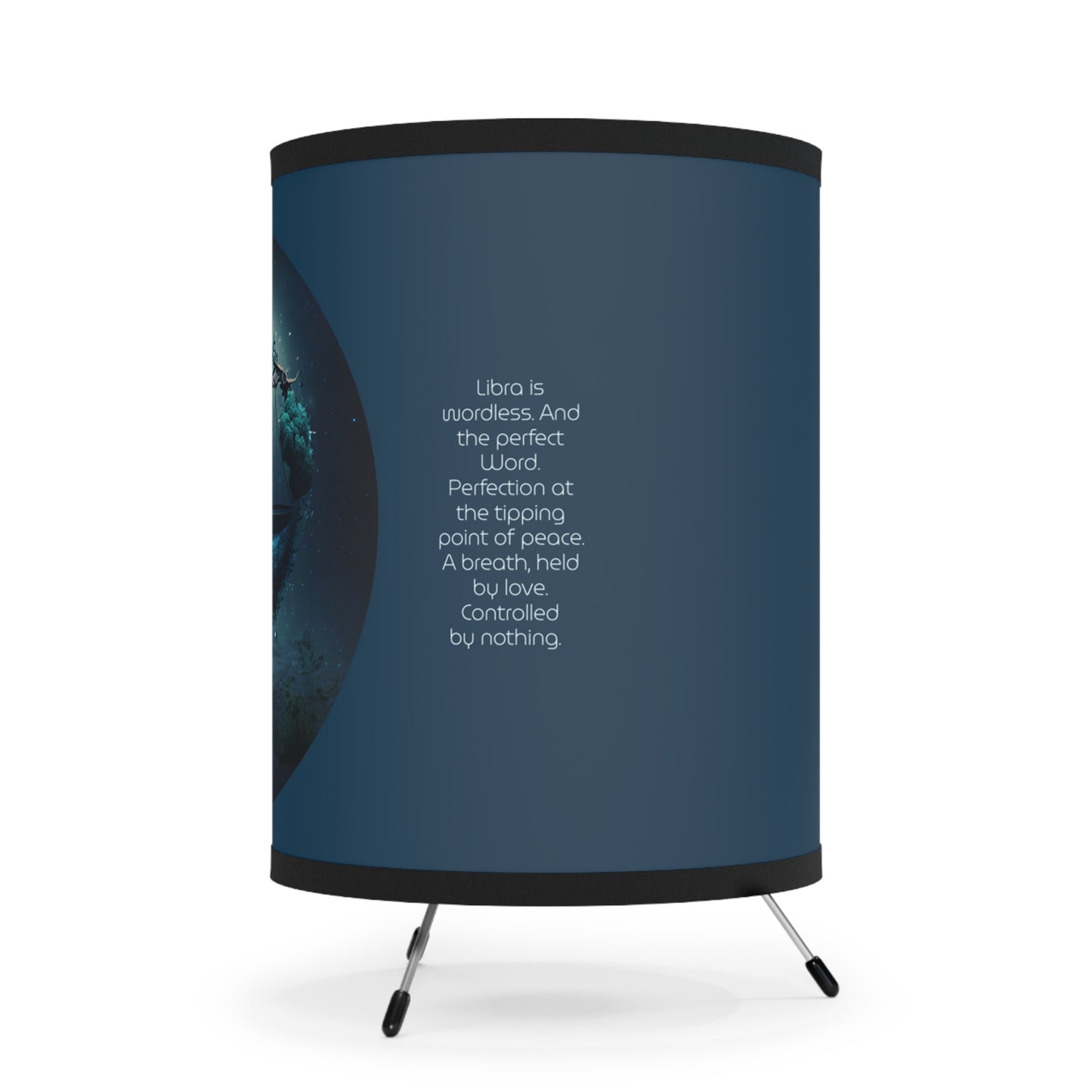Libra Fantasy Scales with Inspirational Poem Tripod Lamp with Printed Shade, US\CA plug