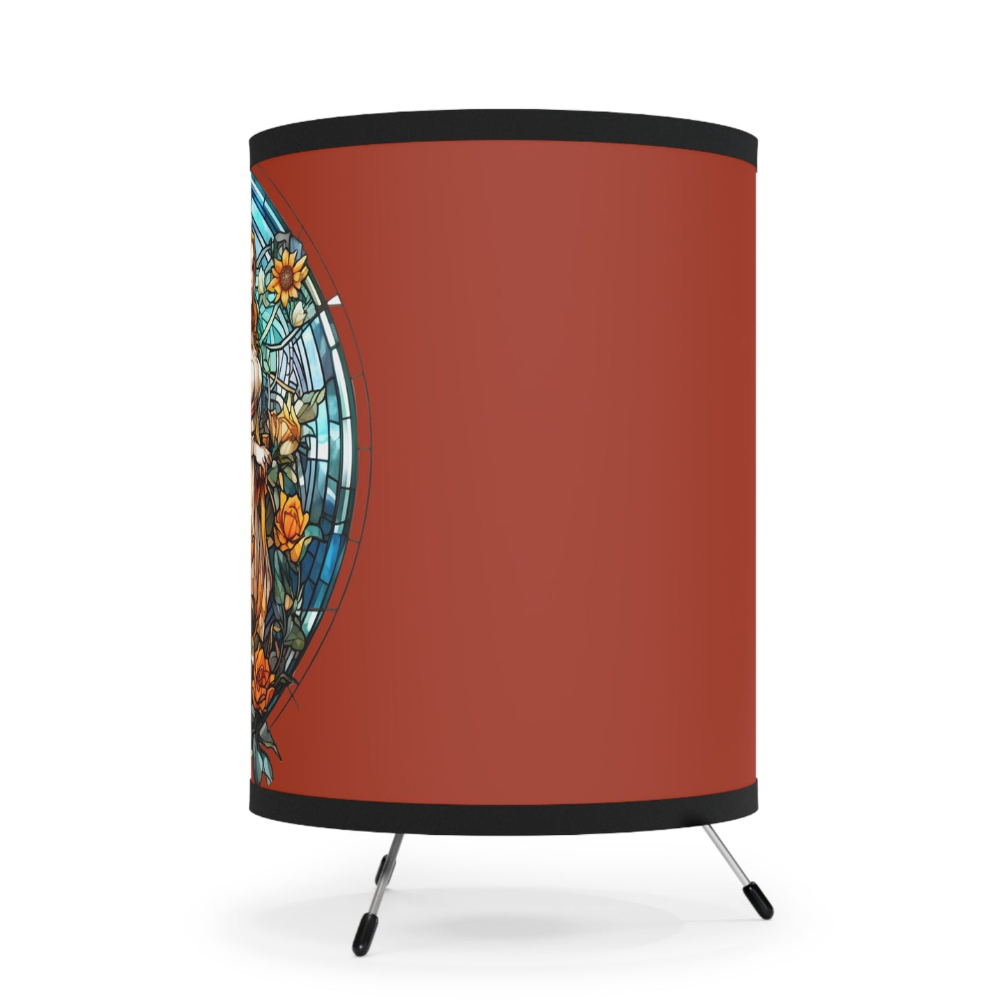 Gemini Stained Glass Illustration Tripod Lamp with Printed Shade, US\CA plug