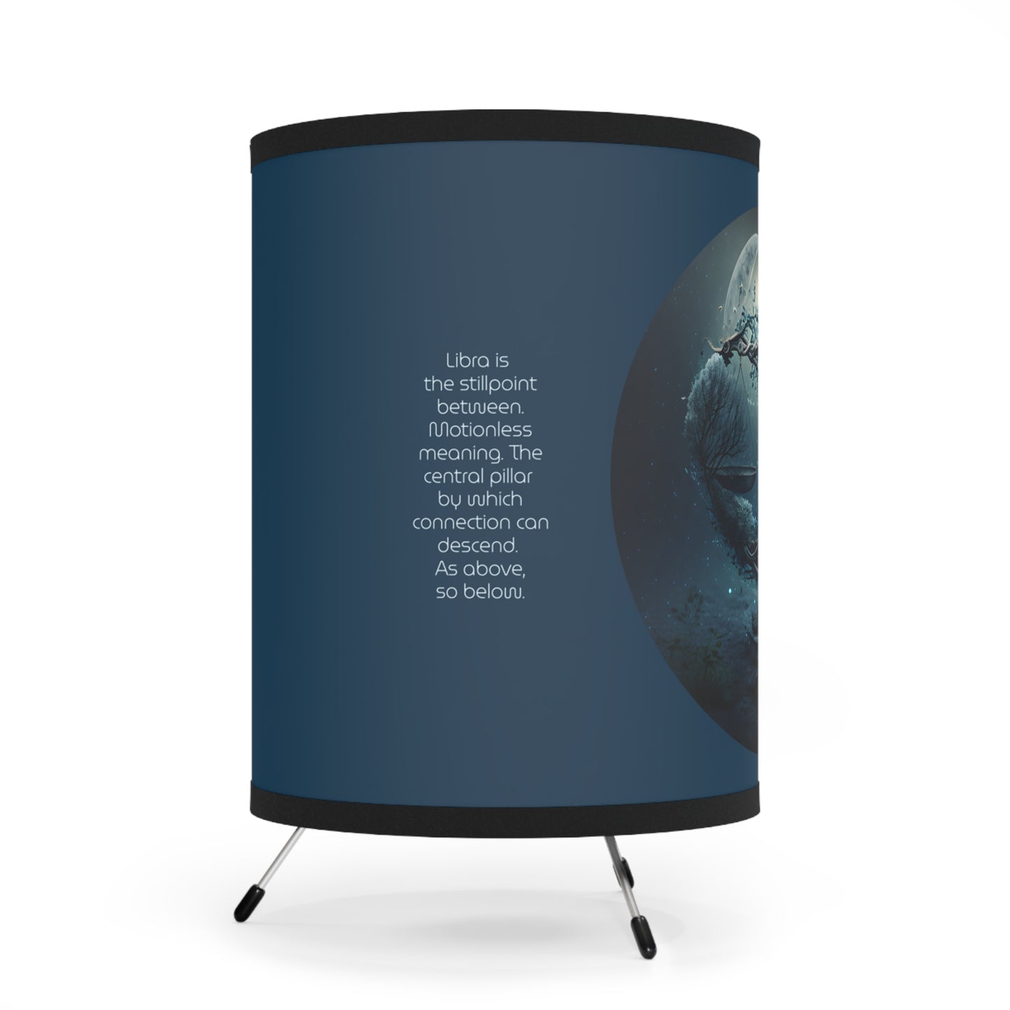 Libra Fantasy Scales with Inspirational Poem Tripod Lamp with Printed Shade, US\CA plug
