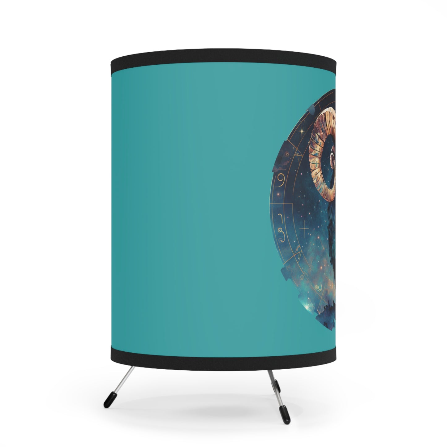 Aries Ram with Starry Background Tripod Lamp with Printed Shade, US\CA plug