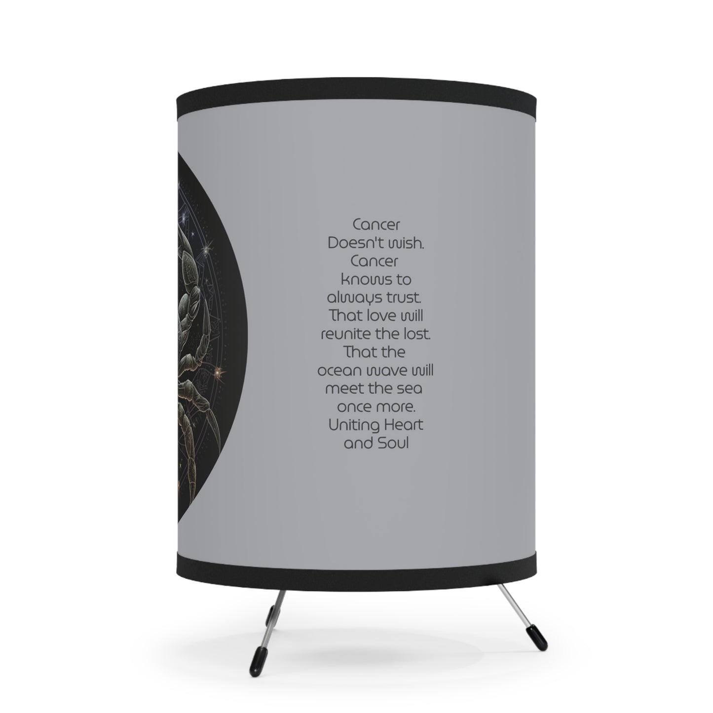 Cancer in Black and Gold with Inspirational Poem Printed Shade Tripod Lamp, US\CA plug
