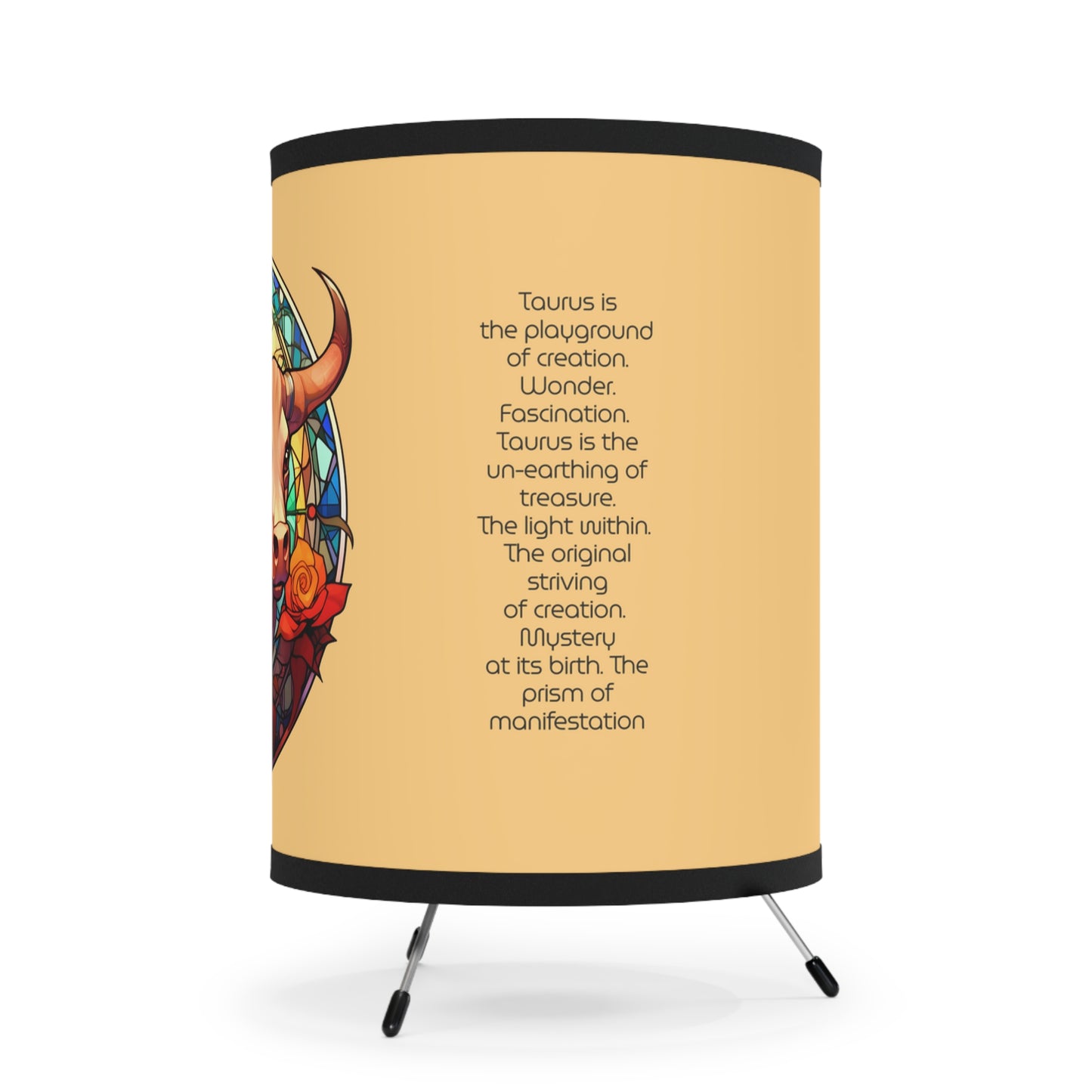 Taurus Woman and Bull with Inspirational Poem Tripod Lamp with Printed Shade, US\CA plug