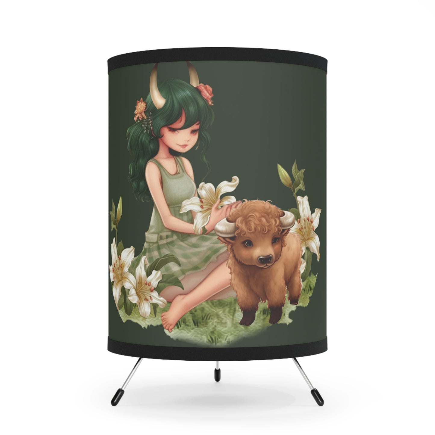 Taurus Vintage Illustration Tripod Lamp with Printed Shade, US\CA plug