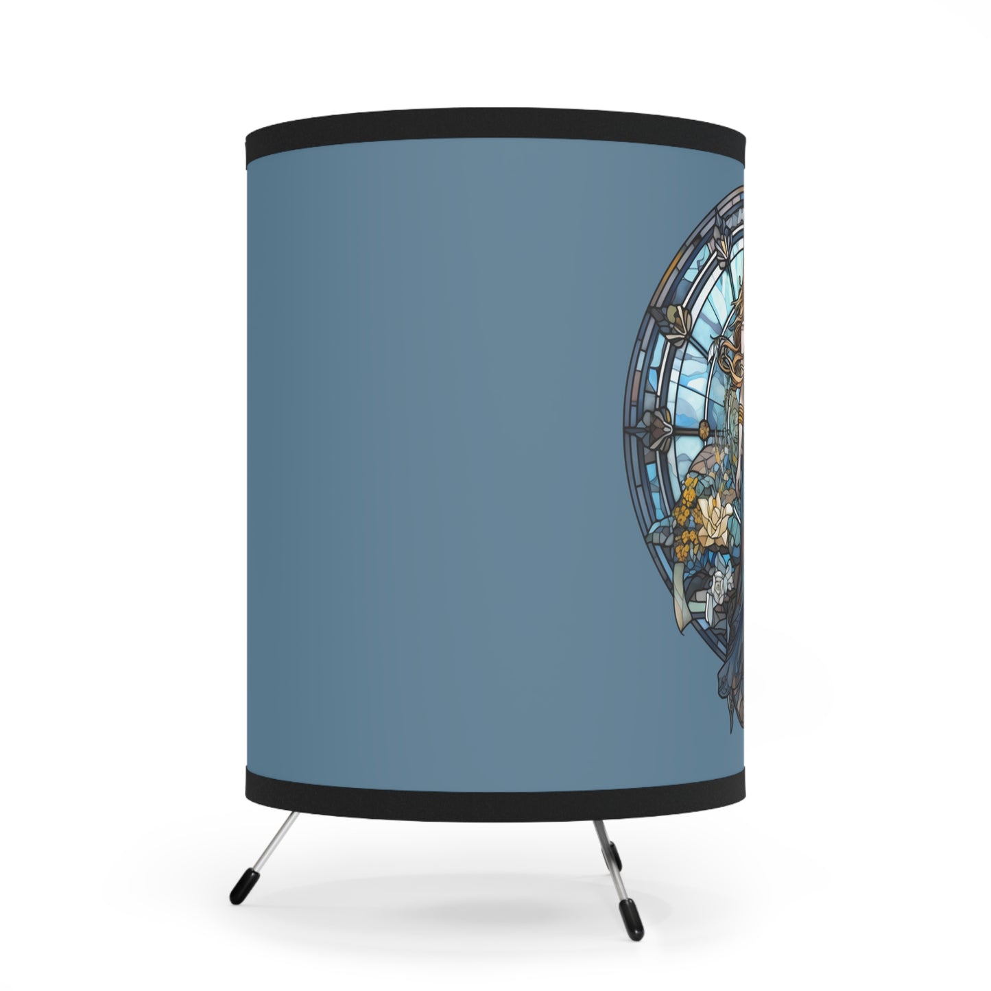Virgo Stained Glass Illustration Tripod Lamp with Printed Shade, US\CA plug