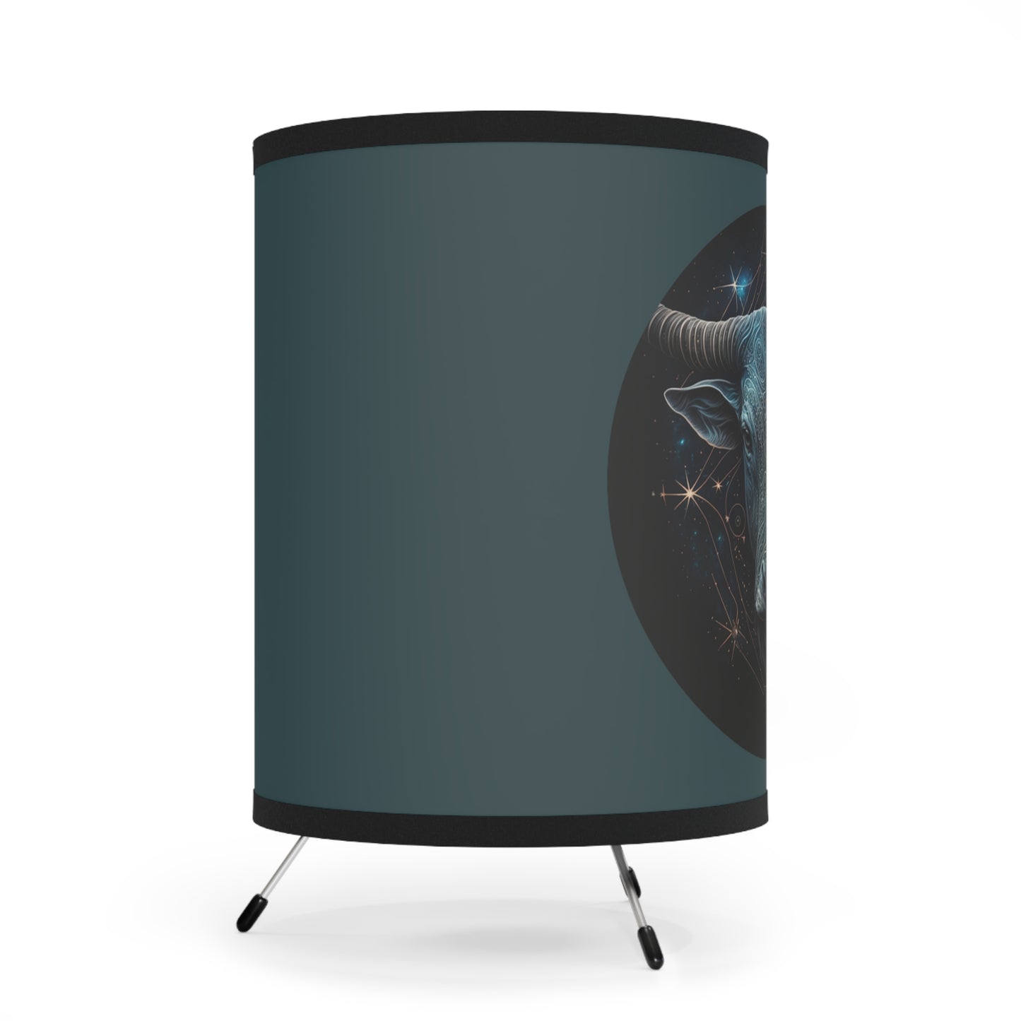 Taurus Bull in Silver and Blue Tripod Lamp with Printed Shade, US\CA plug