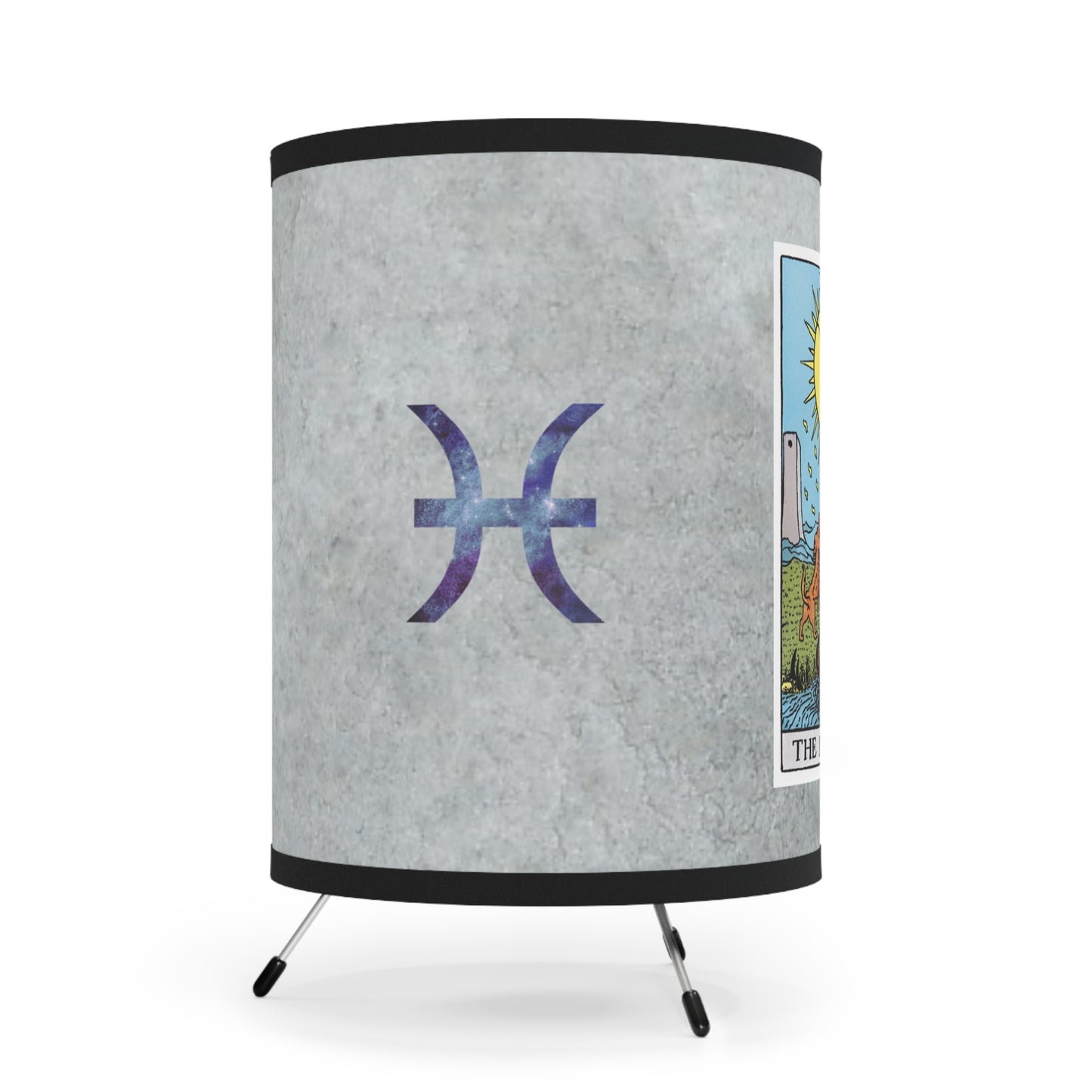 The Moon Tarot Card with Pisces Symbols Printed Shade Tripod Lamp, US\CA plug