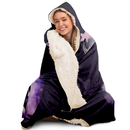 Taurus Purple Caricature with Star Shadowed Hooded Blanket