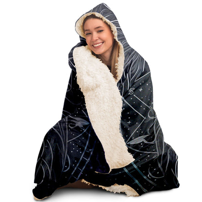 Leo in Black and Silver Hooded Blanket