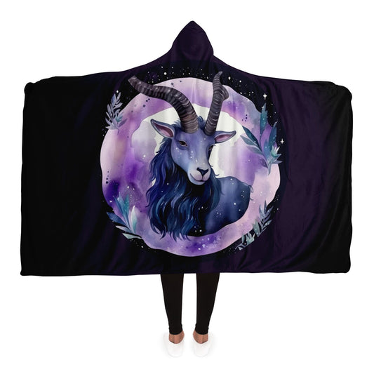 Capricorn Sign Purple Caricature Hooded Blanket